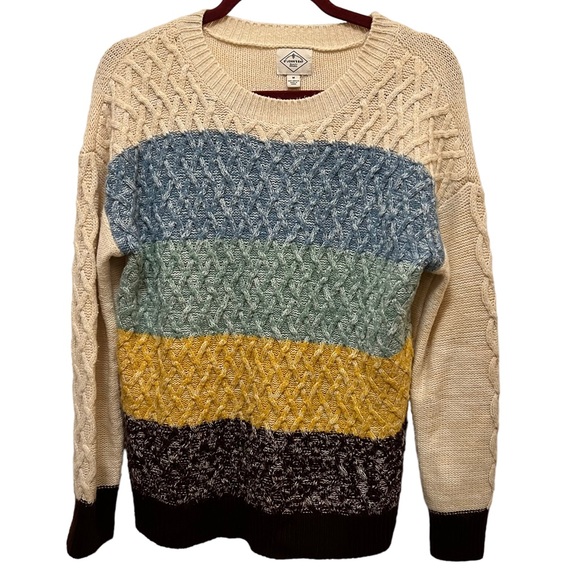 St. John’s Bay Womens Multi Color Chunky Cable Sweater Size Medium - Picture 1 of 7